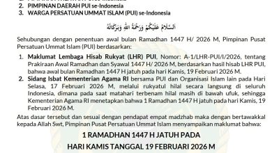 Photo of Maklumat Pimpinan Pusat PUI: 1 Ramadan 1447 H Jatuh pada 19 Februari 2026